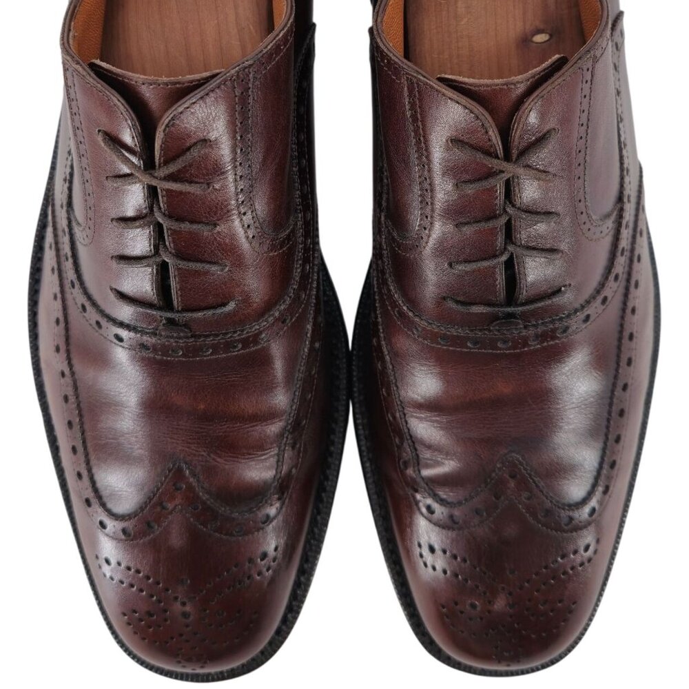 Salvatore Ferragamo Tramezza Brown Leather Wingtip Oxfords Men 11.5D Dress Shoes - Picture 14 of 14